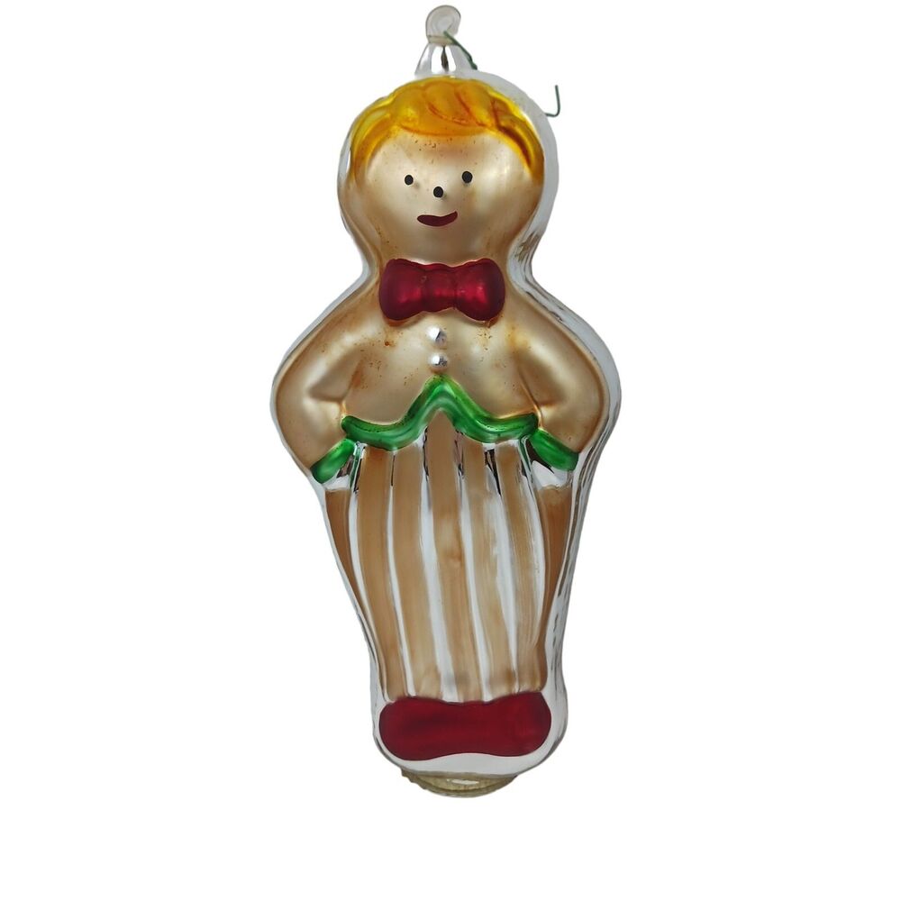 Dept. 56 Vtg Large Mercury Glass Christmas Ornament Gingerbread Man 9” in box